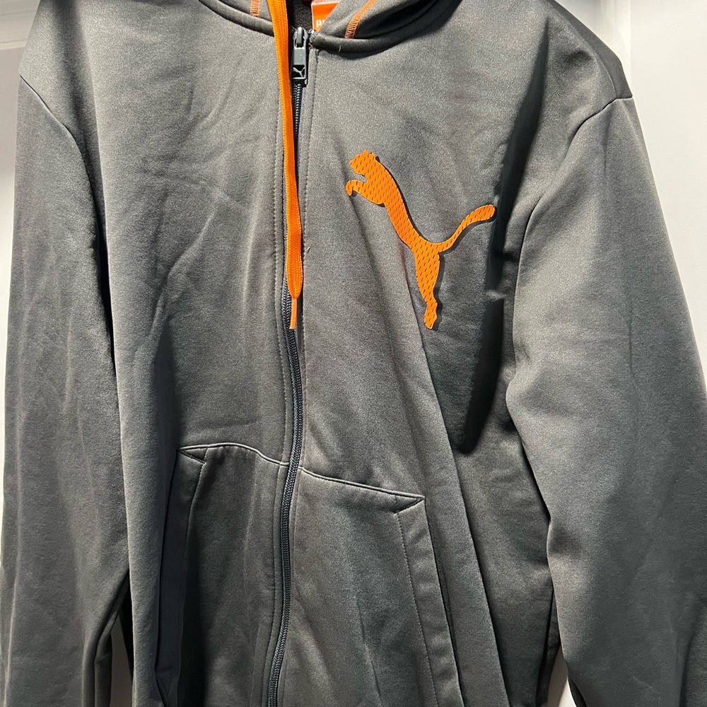Puma Gray Hoodie with Orange Logo
